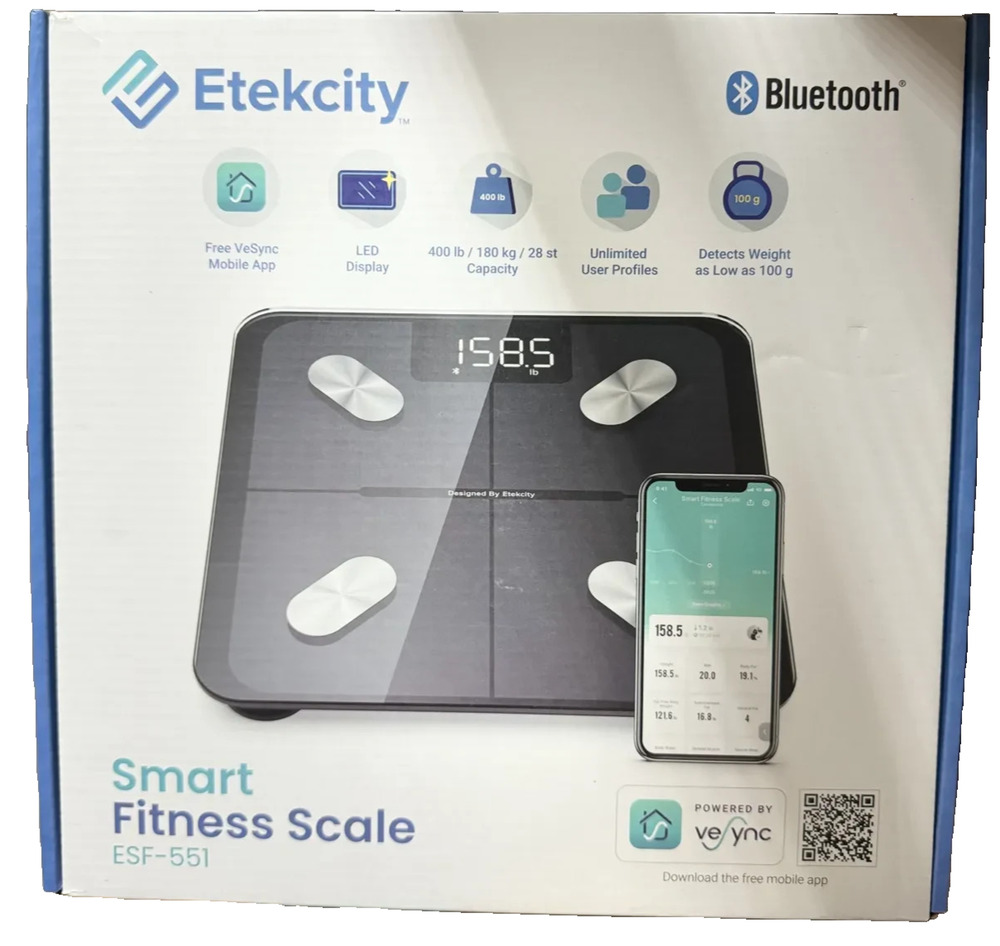 Etekcity Smart Digital Scale Bluetoot,Body Weight, BMI, Body Fat, Muscle Mass